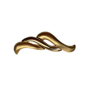 Givenchy Vintage Brushed Gold Tone Swirl Brooch 3.75" Pin